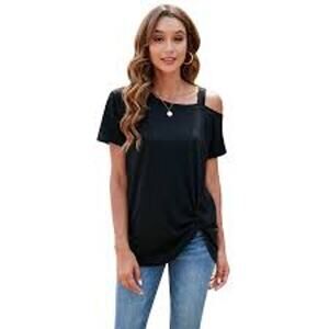 NEW WOMEN'S BLACK ONE COLD SHOULDER TWIST KNOT TUNIC SHIRT SIZE 2XL